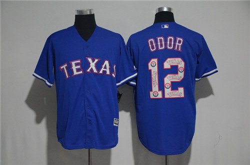 Men's Texas Rangers #12 Rougned Odor Majestic Blue 2017 Color Printing Cool Base Jersey