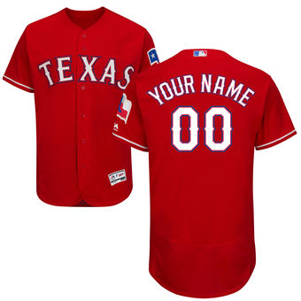 Men's Texas Rangers Majestic Alternate Scarlet FlexBase Authentic Collection Custom Jersey