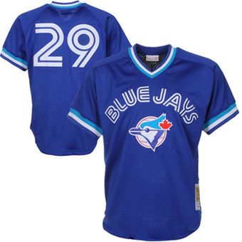 Men's Toronto Blue Jays Joe Carter Mitchell & Ness Royal 1993 Authentic Cooperstown Collection Mesh Batting Practice Jersey