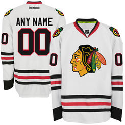 Mens Chicago Blackhawks Reebok White EDGE Authentic Custom Road Jersey