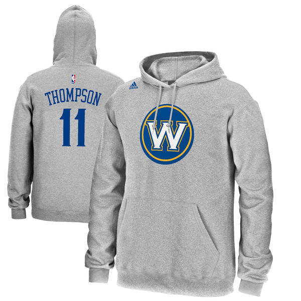 Mens Golden State Warriors Klay Thompson adidas Gray Name & Number Pullover Hoodie