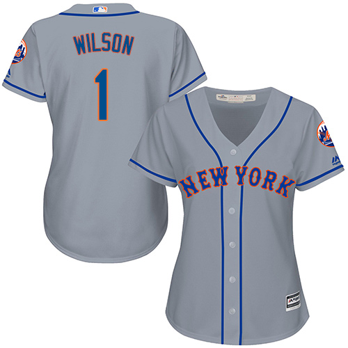 Mets #1 Mookie Wilson Grey Road Women's Stitched MLB Jersey Mets #1 Mookie Wilson Grey Road Women's Stitched MLB Jersey