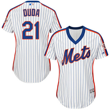 Mets #21 Lucas Duda White(Blue Strip) Alternate Women's Stitched MLB Jersey Mets #21 Lucas Duda White(Blue Strip) Alternate Women's Stitched MLB Jersey