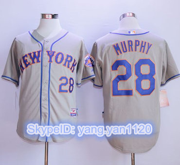 Mets #28 Daniel Murphy Grey Cool Base Stitched MLB Jersey
