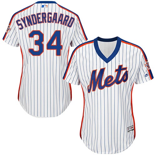 Mets #34 Noah Syndergaard White(Blue Strip) Alternate Women's Stitched MLB Jersey Mets #34 Noah Syndergaard White(Blue Strip) Alternate Women's Stitched MLB Jersey