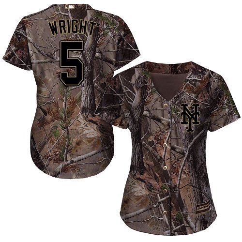 Mets #5 David Wright Camo Realtree Collection Cool Base Women's Stitched Baseball Jersey
