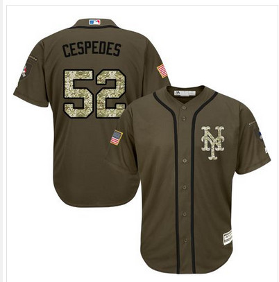 Mets #52 Yoenis Cespedes Green Salute to Service Stitched MLB Jersey