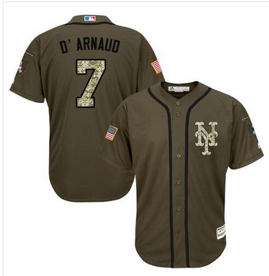Mets #7 Travis d'Arnaud Green Salute to Service Stitched MLB Jersey
