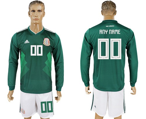 Mexico Personalized Home Long Sleeves Soccer Country Jersey