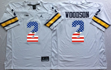 Michigan Wolverines 2 Charles Woodson White USA Flag College Jersey Michigan Wolverines 2 Charles Woodson White USA Flag College Jersey