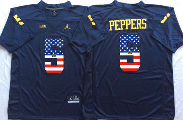 Michigan Wolverines 5 Jabrill Peppers Navy USA Flag College Jersey Michigan Wolverines 5 Jabrill Peppers Navy USA Flag College Jersey