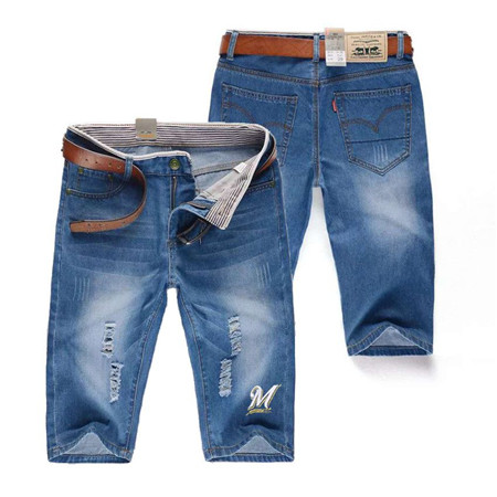 Milwaukee Brewers Team Logo Light Blue MLB Jeans 