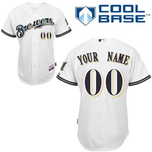 Milwaukee Brewers White Man Custom Jerseys