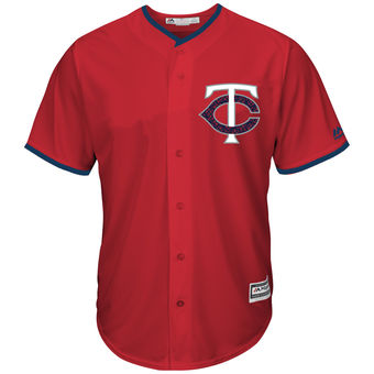 Minnesota Twins Majestic Fashion Stars & Stripes Cool Base Jersey - Scarlet Minnesota Twins Majestic Fashion Stars & Stripes Cool Base Jersey - Scarlet