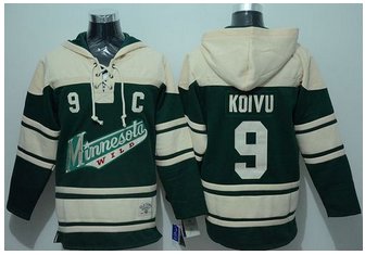 Minnesota Wild #9 Mikko Koivu Green Sawyer Hooded Sweatshirt Stitched NHL Jersey