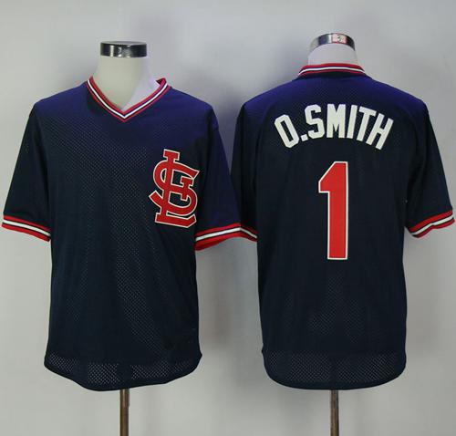 Mitchell And Ness 1994 Cardinals #1 Ozzie Smith Navy Blue Throwback Stitched MLB Jersey Mitchell And Ness 1994 Cardinals #1 Ozzie Smith Navy Blue Throwback Stitched MLB Jersey