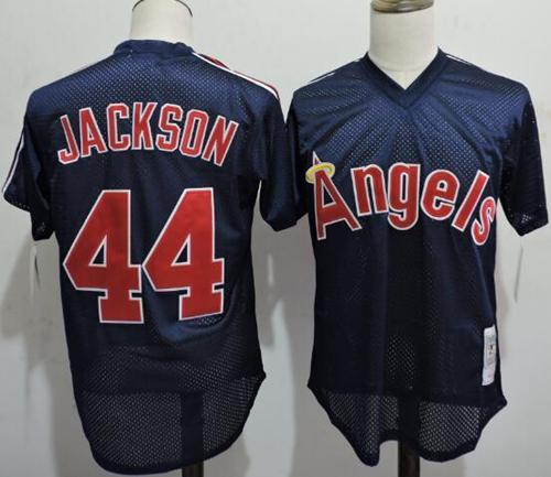 Mitchell And Ness Angels of Anaheim #44 Reggie Jackson Navy Blue Throwback Stitched MLB Jersey Mitchell And Ness Angels of Anaheim #44 Reggie Jackson Navy Blue Throwback Stitched MLB Jersey