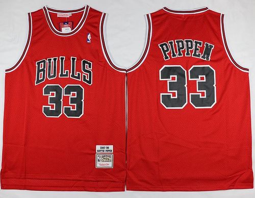 Mitchell And Ness Bulls #33 Scottie Pippen Red Throwback Stitched NBA Jersey Mitchell And Ness Bulls #33 Scottie Pippen Red Throwback Stitched NBA Jersey