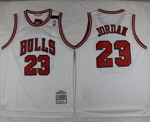 Mitchell and Ness Bulls #23 Michael Jordan Stitched White Throwback NBA Jersey Mitchell and Ness Bulls #23 Michael Jordan Stitched White Throwback NBA Jersey