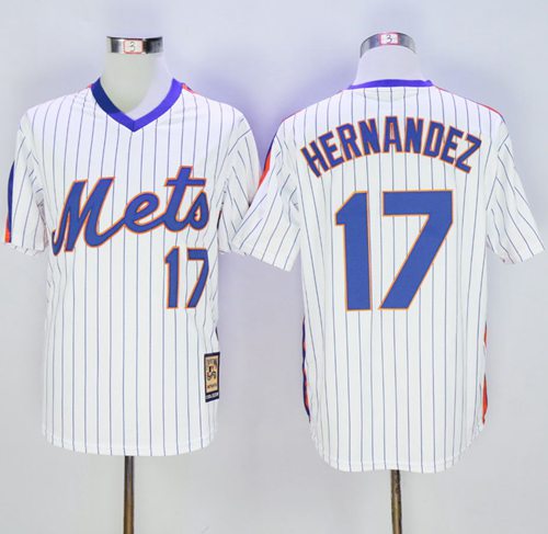 Mitchell and Ness Mets #17 Keith Hernandez Stitched White Blue Strip Throwback MLB Jersey Mitchell and Ness Mets #17 Keith Hernandez Stitched White Blue Strip Throwback MLB Jersey