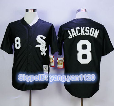 Mitchell and Ness White Sox #8 Bo Jackson Stitched Black Throwback MLB Jersey