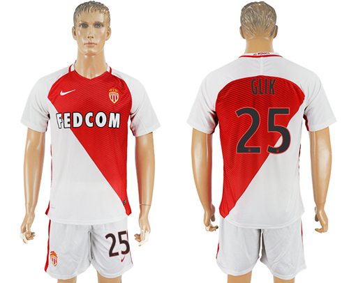 Monaco #25 Glik Home Soccer Club Jersey