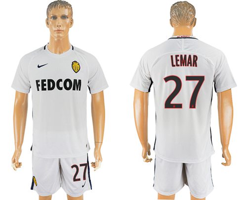 Monaco #27 Lemar Away Soccer Club Jersey Monaco #27 Lemar Away Soccer Club Jersey