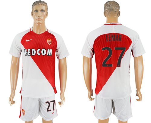 Monaco #27 Lemar Home Soccer Club Jersey Monaco #27 Lemar Home Soccer Club Jersey
