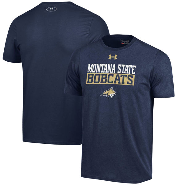Montana State Bobcats Under Armour Team Bar Charged Tri-Blend Performance T-Shirt - Navy