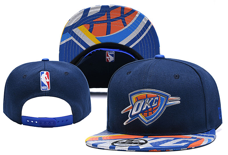 NBA Oklahoma City Thunder Team Logo Black Snapback Adjustable Hat