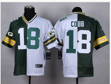 NEW Green Bay Packers #18 Randall Cobb Green White NFL Elite Split Jersey