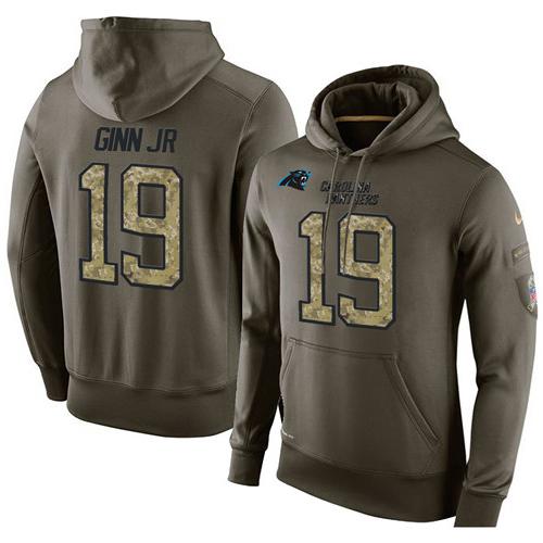 NFL Men's Nike Carolina Panthers #19 Ted Ginn Jr Stitched Green Olive Salute To Service KO Performance Hoodie NFL Men's Nike Carolina Panthers #19 Ted Ginn Jr Stitched Green Olive Salute To Service KO Performance Hoodie