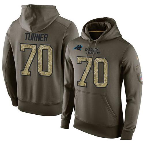 NFL Men's Nike Carolina Panthers #70 Trai Turner Stitched Green Olive Salute To Service KO Performance Hoodie NFL Men's Nike Carolina Panthers #70 Trai Turner Stitched Green Olive Salute To Service KO Performance Hoodie
