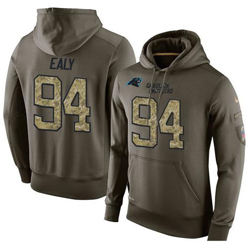 NFL Men's Nike Carolina Panthers #94 Kony Ealy Stitched Green Olive Salute To Service KO Performance Hoodie NFL Men's Nike Carolina Panthers #94 Kony Ealy Stitched Green Olive Salute To Service KO Performance Hoodie