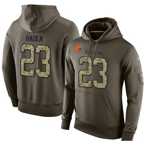 NFL Men's Nike Cleveland Browns #23 Joe Haden Stitched Green Olive Salute To Service KO Performance Hoodie NFL Men's Nike Cleveland Browns #23 Joe Haden Stitched Green Olive Salute To Service KO Performance Hoodie