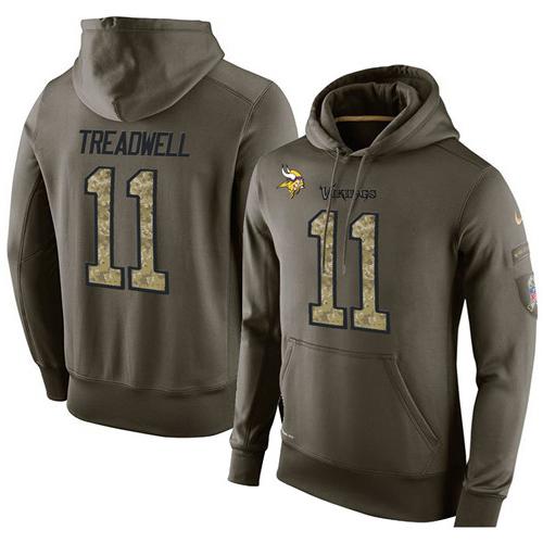 NFL Men's Nike Minnesota Vikings #11 Laquon Treadwell Stitched Green Olive Salute To Service KO Performance Hoodie NFL Men's Nike Minnesota Vikings #11 Laquon Treadwell Stitched Green Olive Salute To Service KO Performance Hoodie