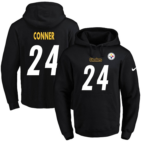 NFL Nike Steelers #30 James Conner Black Name & Number Pullover NFL Hoodie