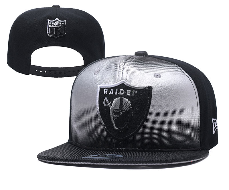 NFL Oakland Raiders Team Logo Black Silver Adjustable Hat