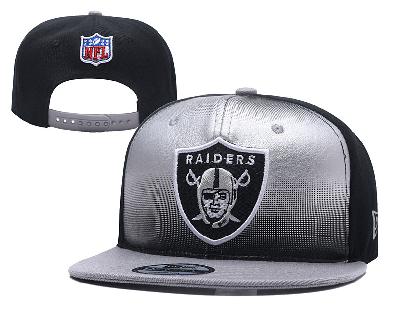 NFL Oakland Raiders Team Logo Silver Black Adjustable Hat YD