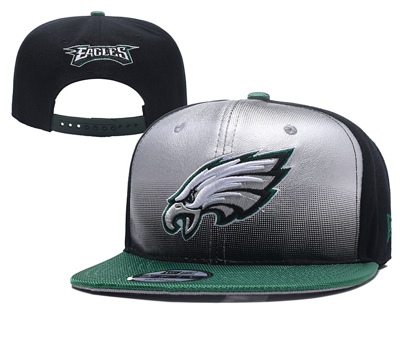 NFL Philadelphia Eagles Team Logo Black Silver Adjustable Hat YD