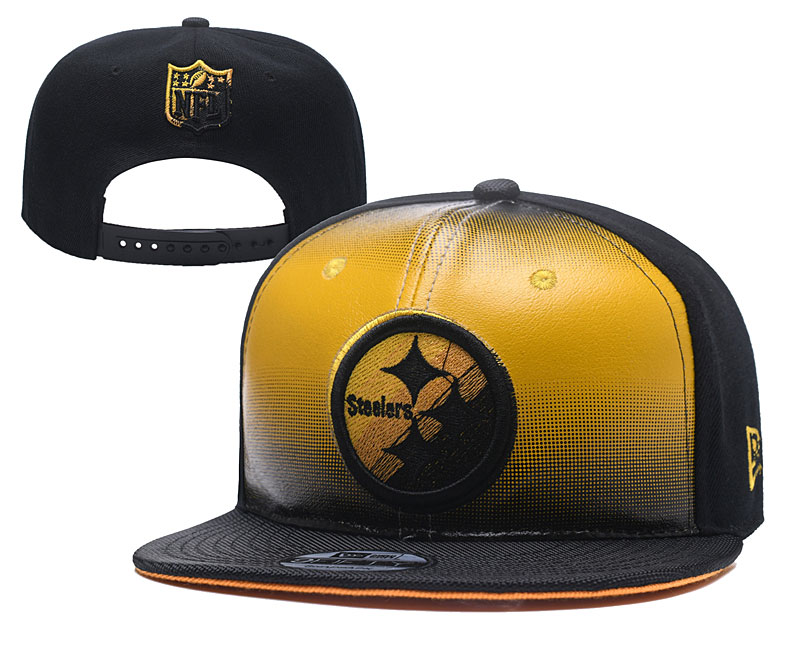 NFL Pittsburgh Steelers Team Logo Black Yellow Adjustable Hat