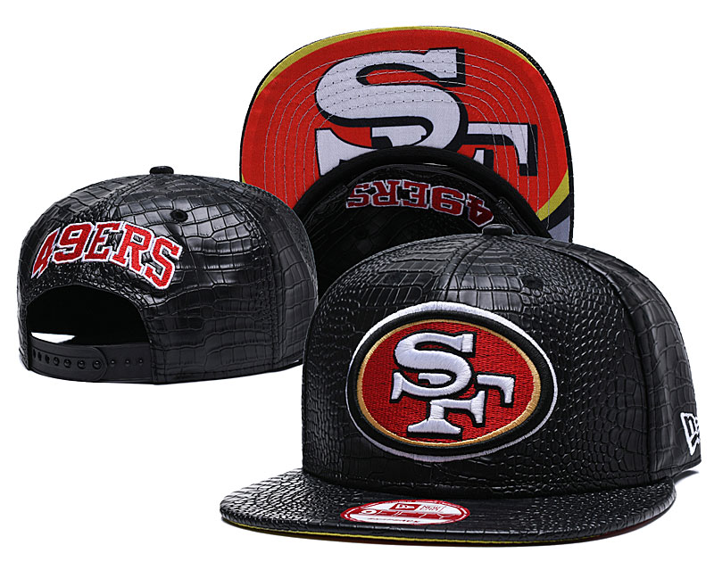 NFL San Francisco 49ers Team Logo Black Red Adjustable Hat YD