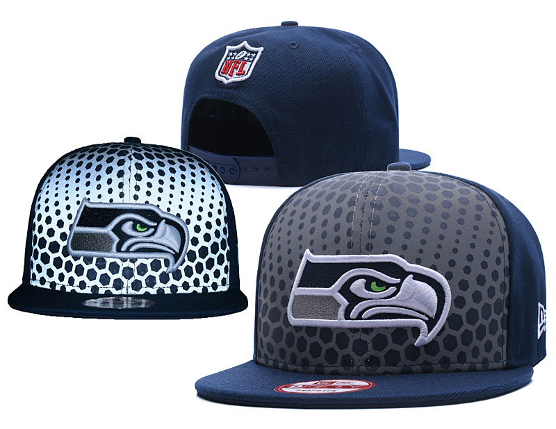 NFL Seattle Seahawks Team Logo Navy Silver Adjustable Hat  0