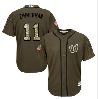 Nationals #11 Ryan Zimmerman Green Salute to Service Stitched MLB Jersey