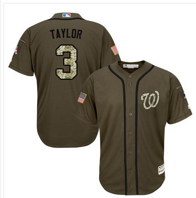 Nationals #3 Michael Taylor Green Salute to Service Stitched MLB Jersey