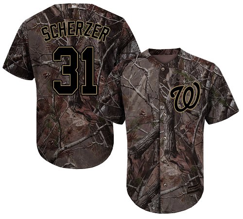 Nationals #31 Max Scherzer Camo Realtree Collection Cool Base Stitched Baseball Jersey
