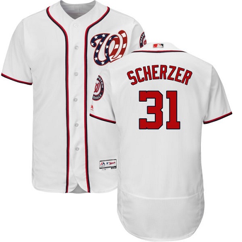 Nationals #31 Max Scherzer White Flexbase Authentic Collection Stitched MLB Jersey Nationals #31 Max Scherzer White Flexbase Authentic Collection Stitched MLB Jersey