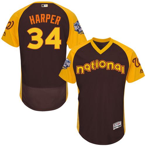 Nationals #34 Bryce Harper Brown Flexbase Authentic Collection 2016 All-Star National League Stitched MLB Jersey