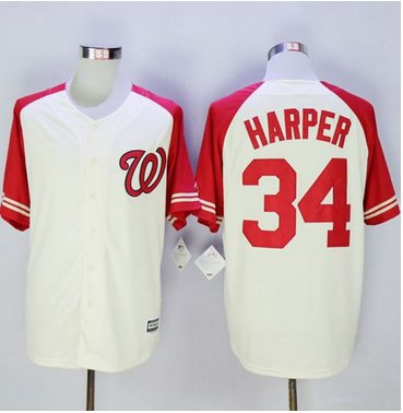 Nationals #34 Bryce Harper CreamRed Exclusive New Cool Base Stitched MLB Jersey Nationals #34 Bryce Harper CreamRed Exclusive New Cool Base Stitched MLB Jersey
