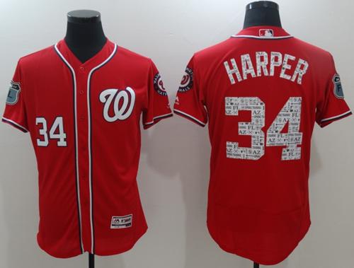 Nationals #34 Bryce Harper Red 2017 Spring Training Authentic FlexBase Stitched MLB Jersey